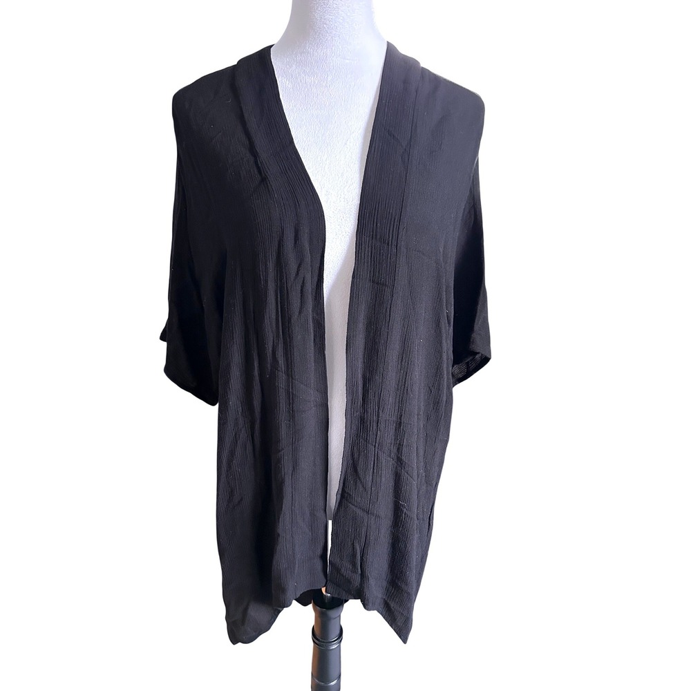 Elodie Kimono Cardigan Women S Black Lace Back Open Front Short Sleeve